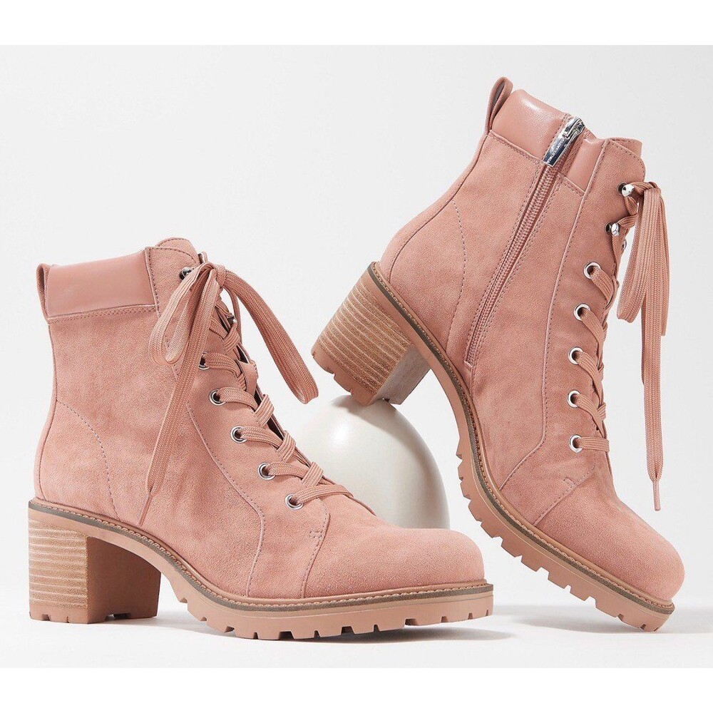 Vince Camuto Gaviana Leather Lace Up Ankle Boots Sz. 10M Dermy Pink
